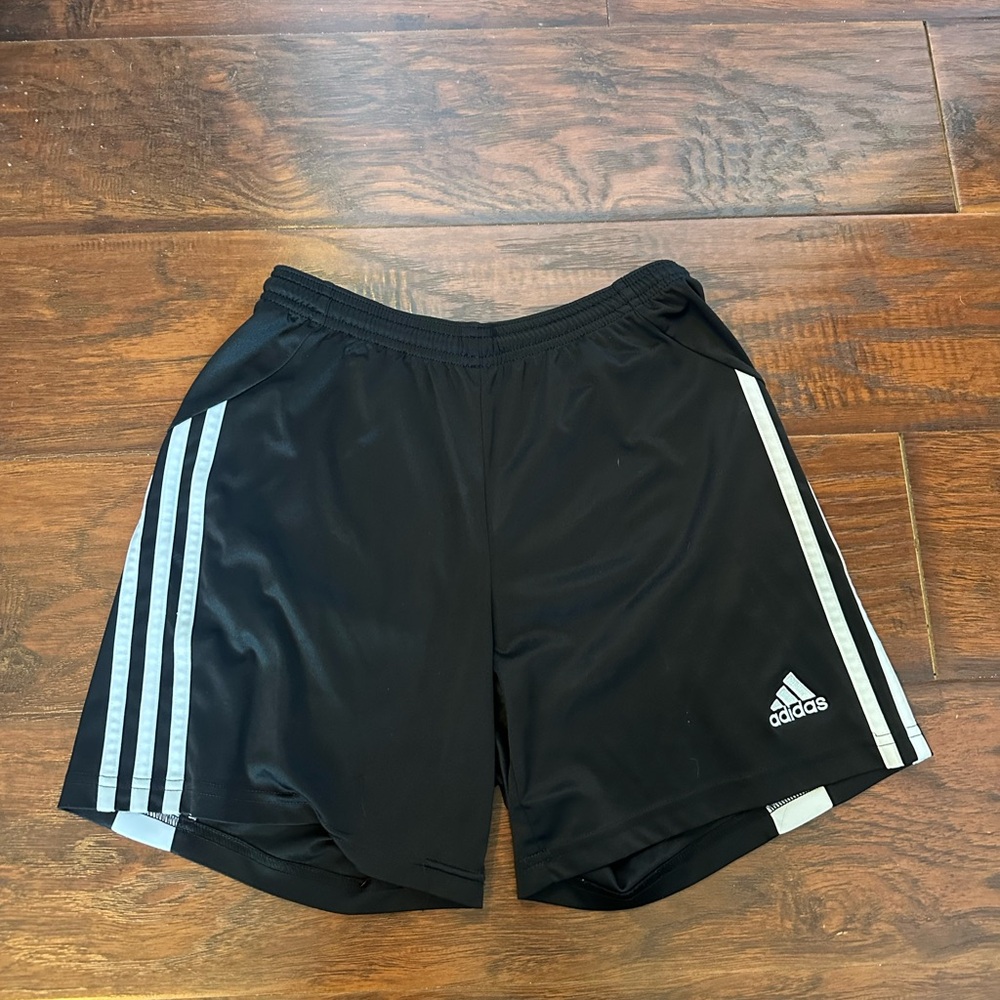 adidas Black Athletic Shorts with White Side Stripes